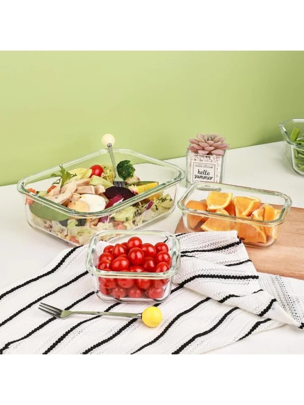 8 Pack Airtight Glass Meal Prep Containers with Lids, Leak Proof Bento Boxes